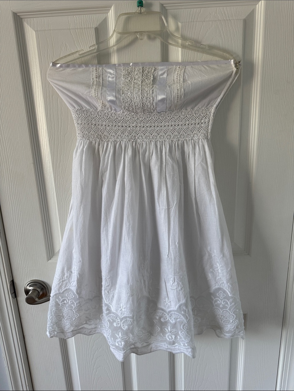 Speechless White Strapless Sundress with Embroidered Hem